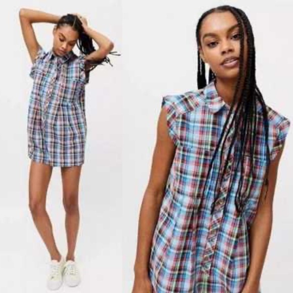 UO Zoey Check Short Sleeve Playsuit PTP 19” - Picture 2 of 7